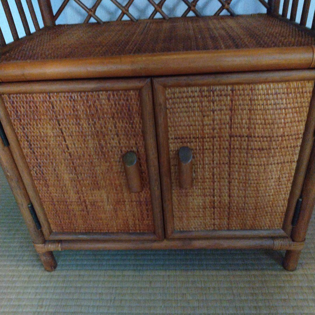 ラタン製オープンシェルフ 3段　藤ラック　本棚