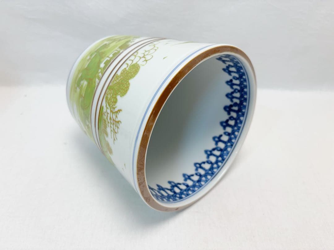 未使用 茶道具 平安 秀峰作 緑地山水絵 水指 印 水差 茶器 茶事 共布 共箱