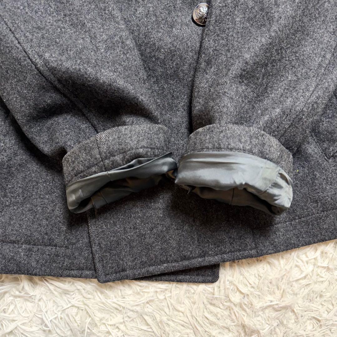 【カシミヤ混】ポールスミス　ピーコート　ナポレオン　銀ボタン　チャコールグレー