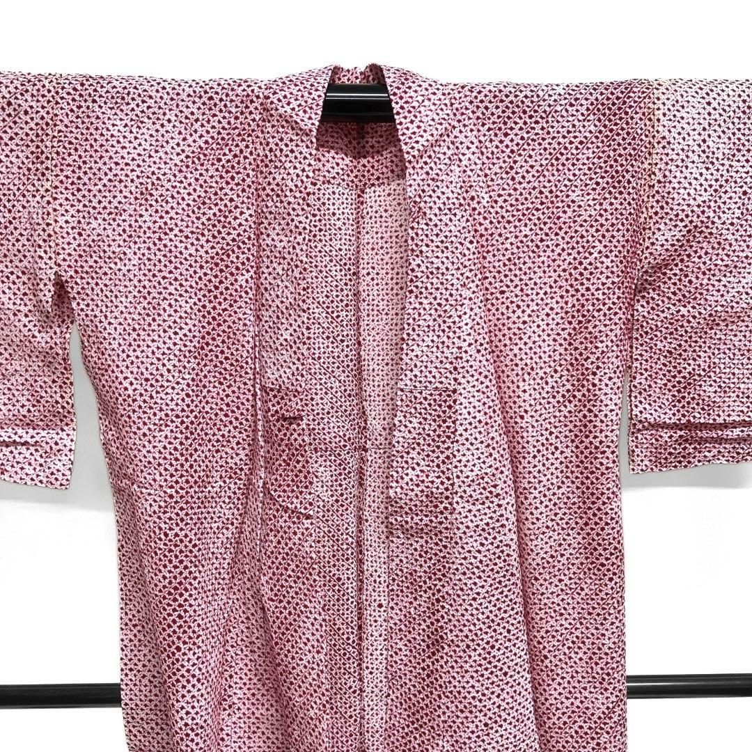 浴衣　有松鳴海絞り　レアカラー　パープル　総絞り　無地　着物　074a d