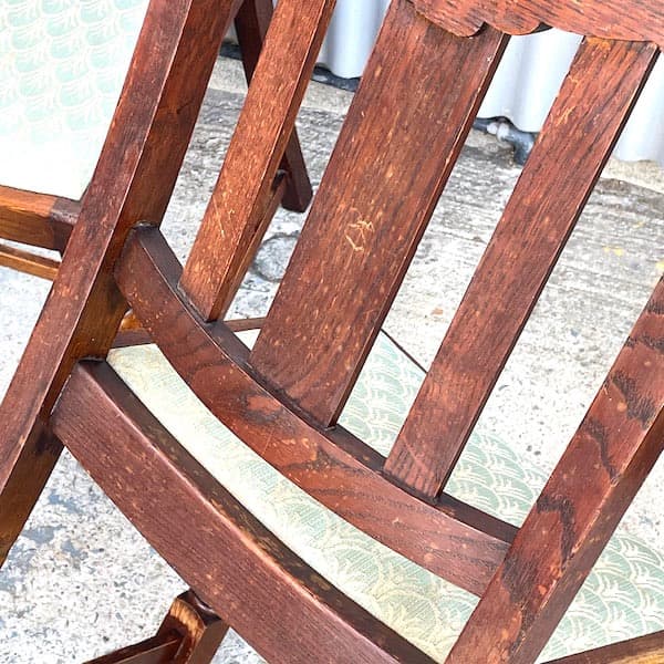 送料別　アンティーク　ダイニングチェア4脚セット　オーク材　ファブリック