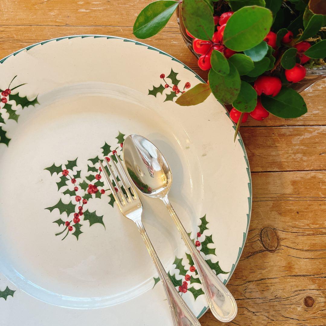 クリスマス　柊のサービスプレート