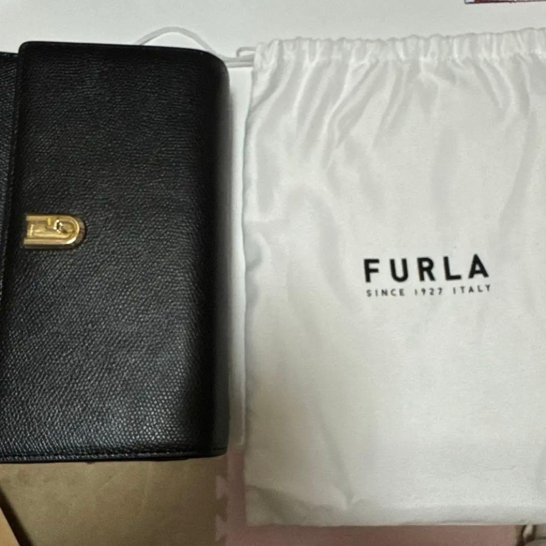 FURLA クラッチバッグ 黒 レザー 保存袋付き 新品未使用(ショルダー無し)