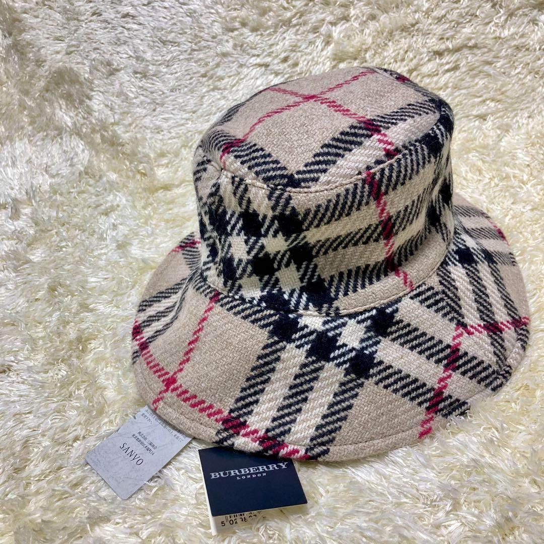 【新品&タグ付き】バーバリーロンドン バケットハット ノバチェック 毛100%