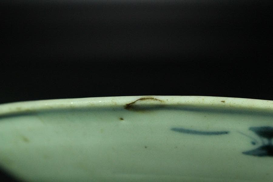 中国美術 古染付 草花紋 皿 φ17.5cm 五件 まとめて(K-RC994)