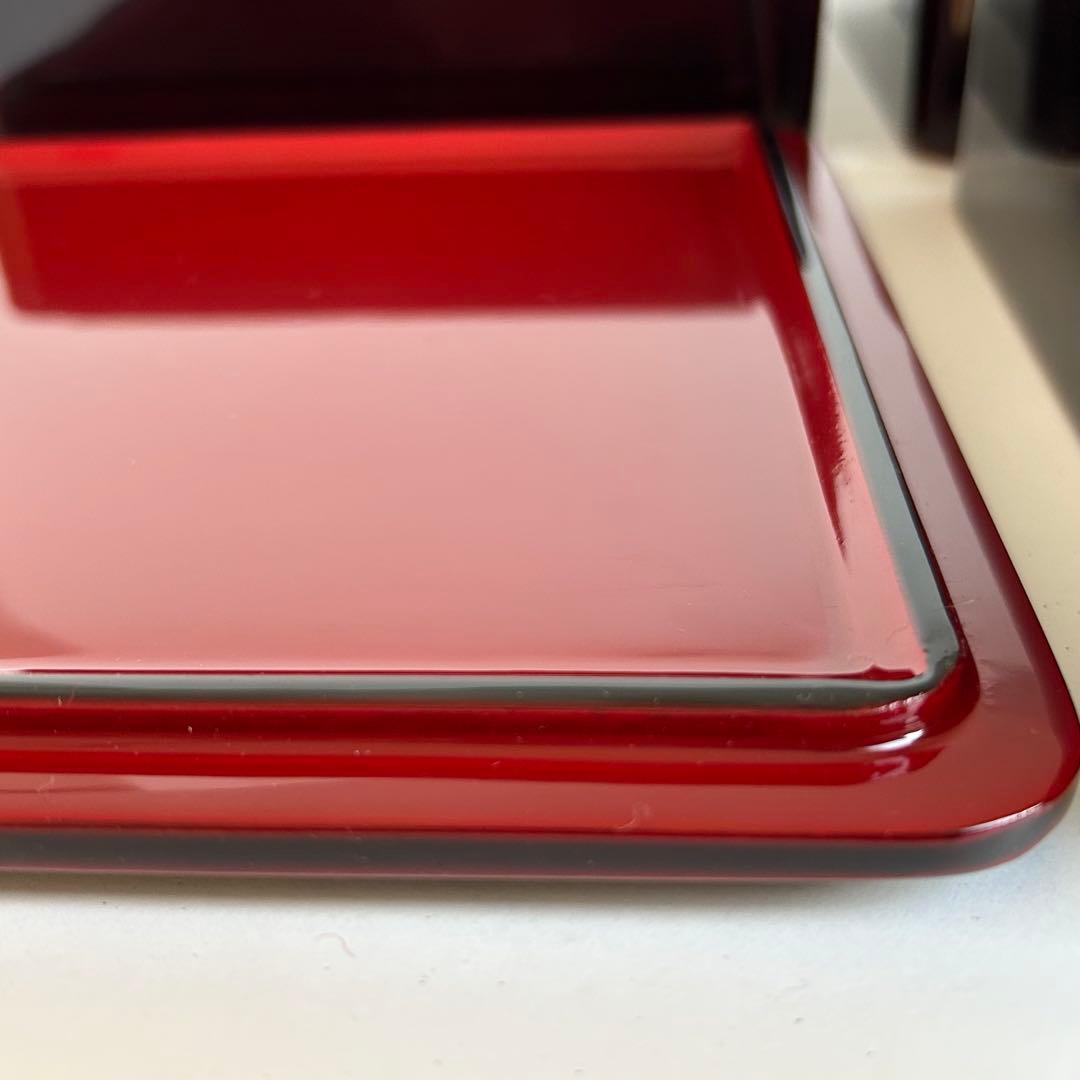 【美品】漆器 木製 漆塗り 重箱 三段重箱 三段重 お重 溜め モダン 会津塗り