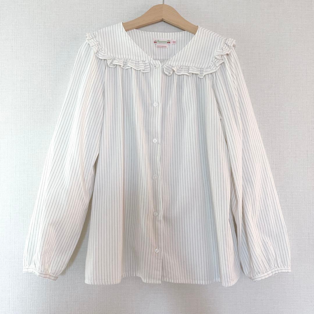 ボンポワン　Bonpoint フリル　ブラウス　14A