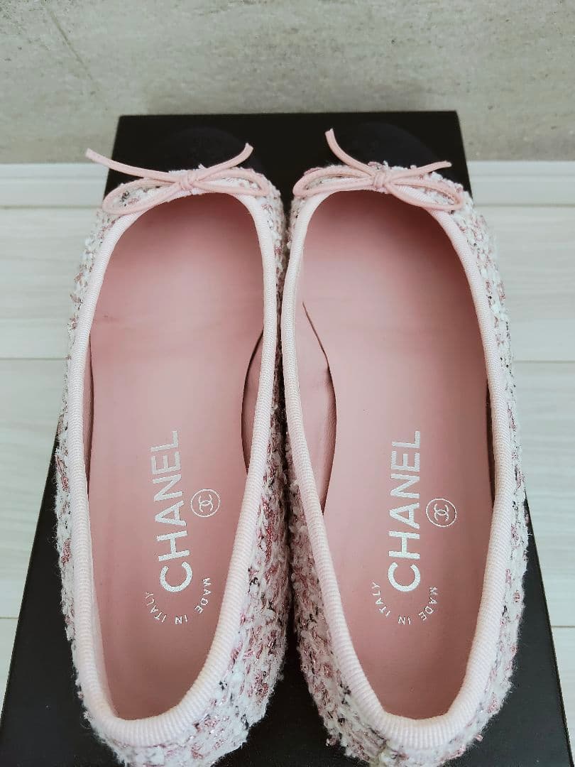 CHANEL　シャネル ツイードバレエシューズ　ピンク バレリーナ