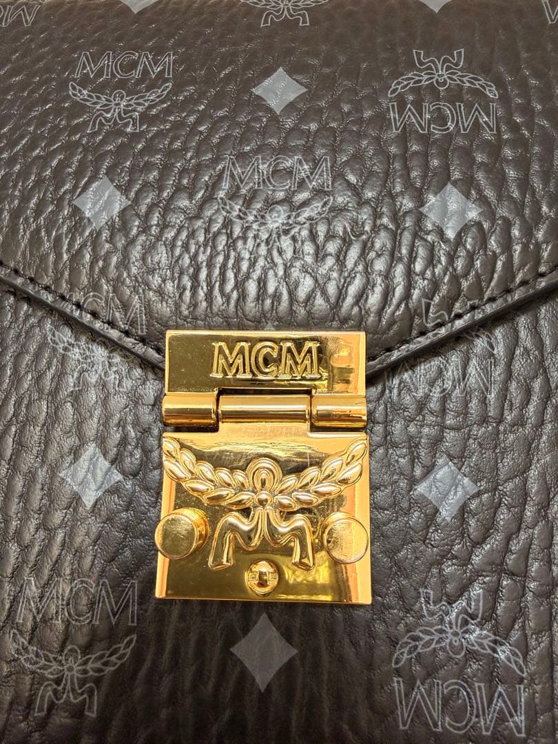 MCM ブラックレザーハンドバック2wayショルダーバッグ