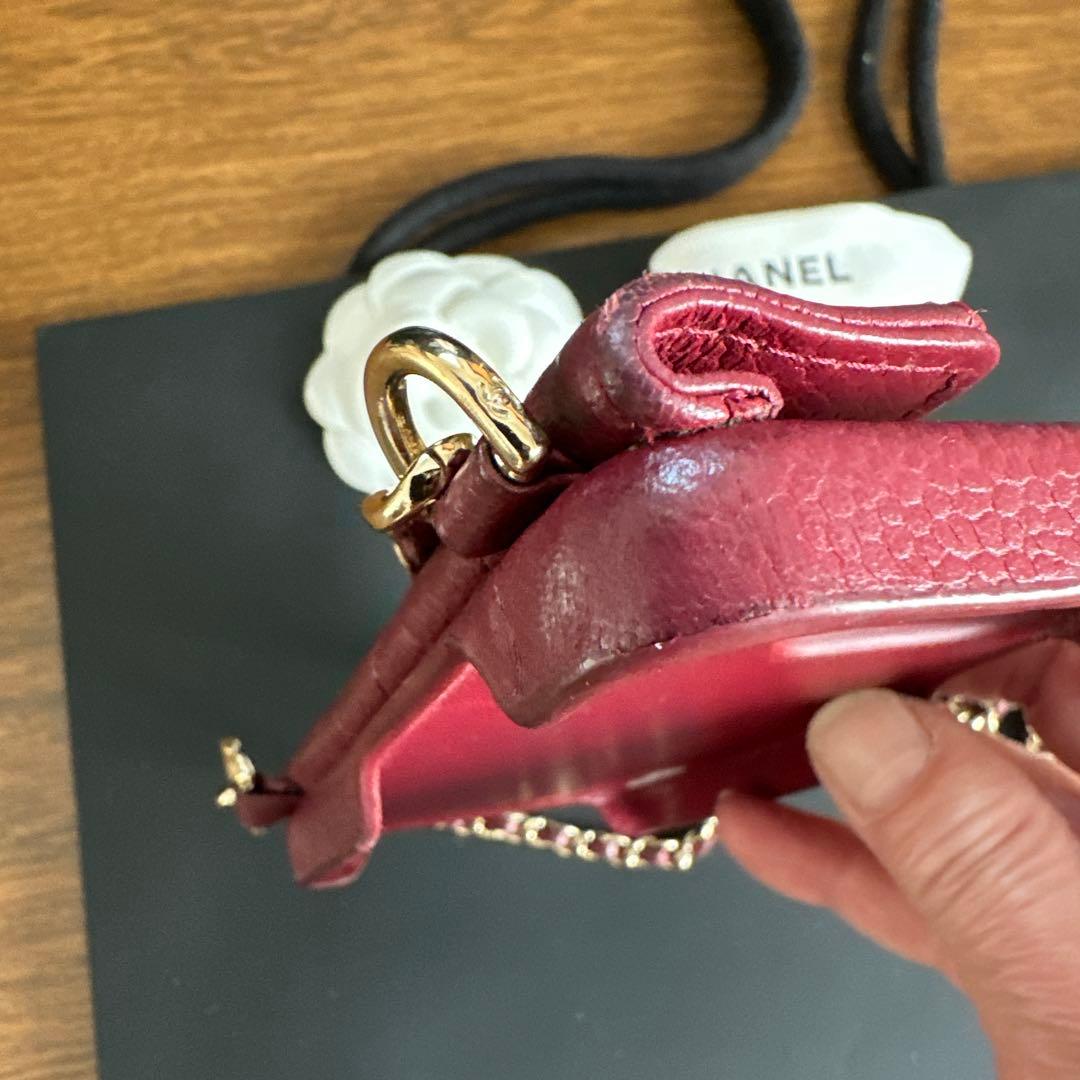 激レア　赤　CHANEL iphoneケース キャビアスキン 13pro