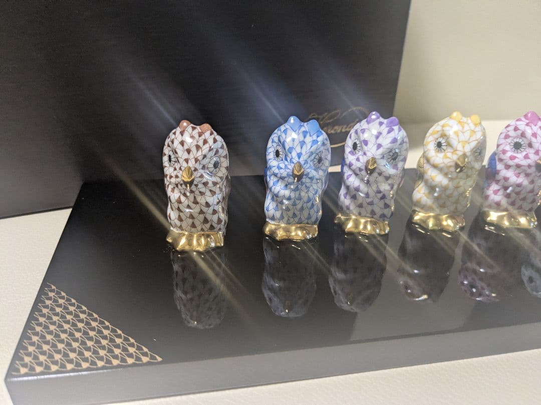 フクロウの陶磁器置物 7個セット