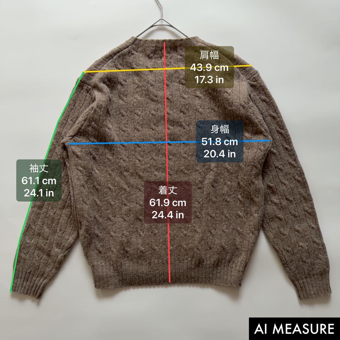 90s ポロバイラルフローレン ウール ケーブルニット ポニー M キャメル