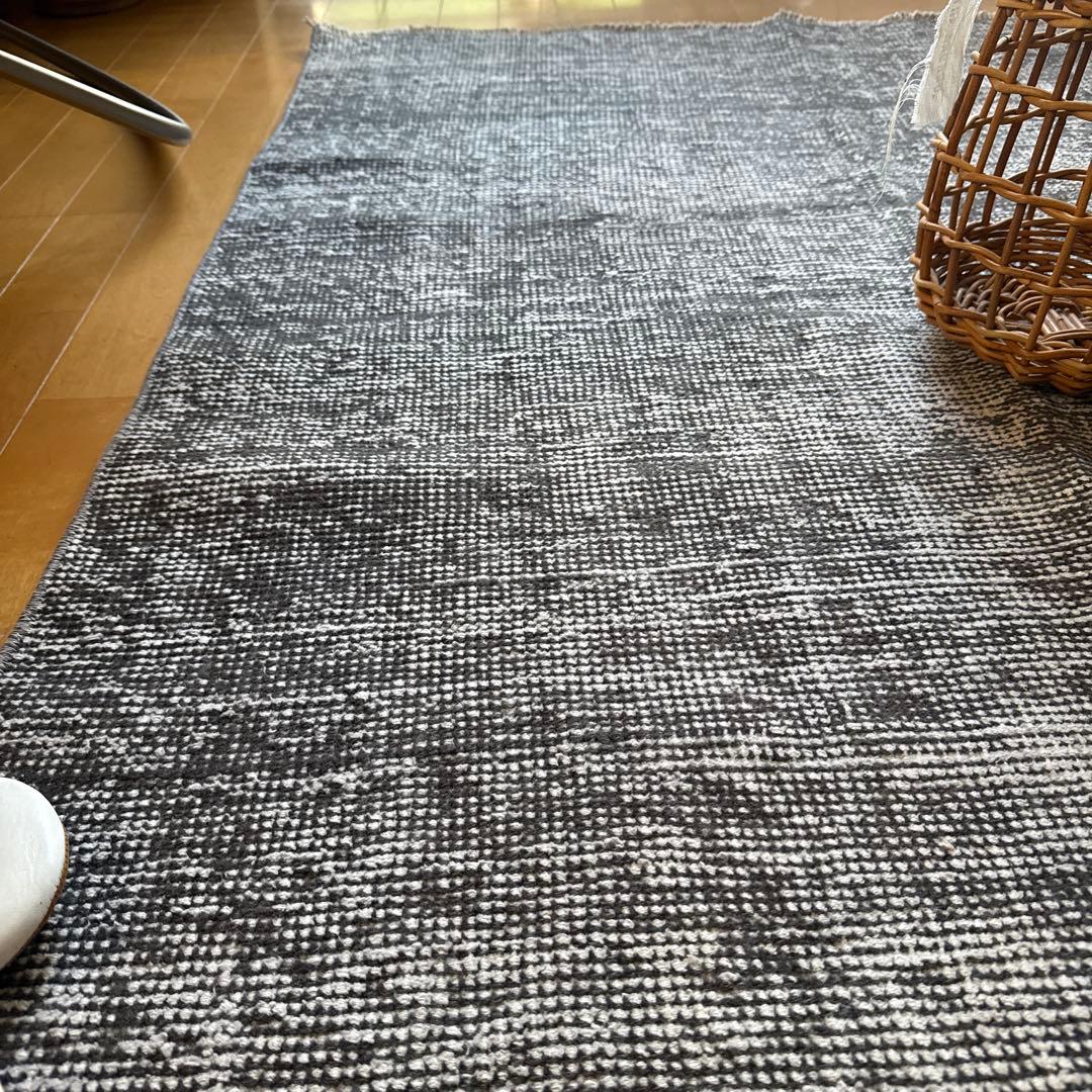 111×182 グレイワンカラーラグ　擦れシャビーシック　トルコヴィンテージラグ