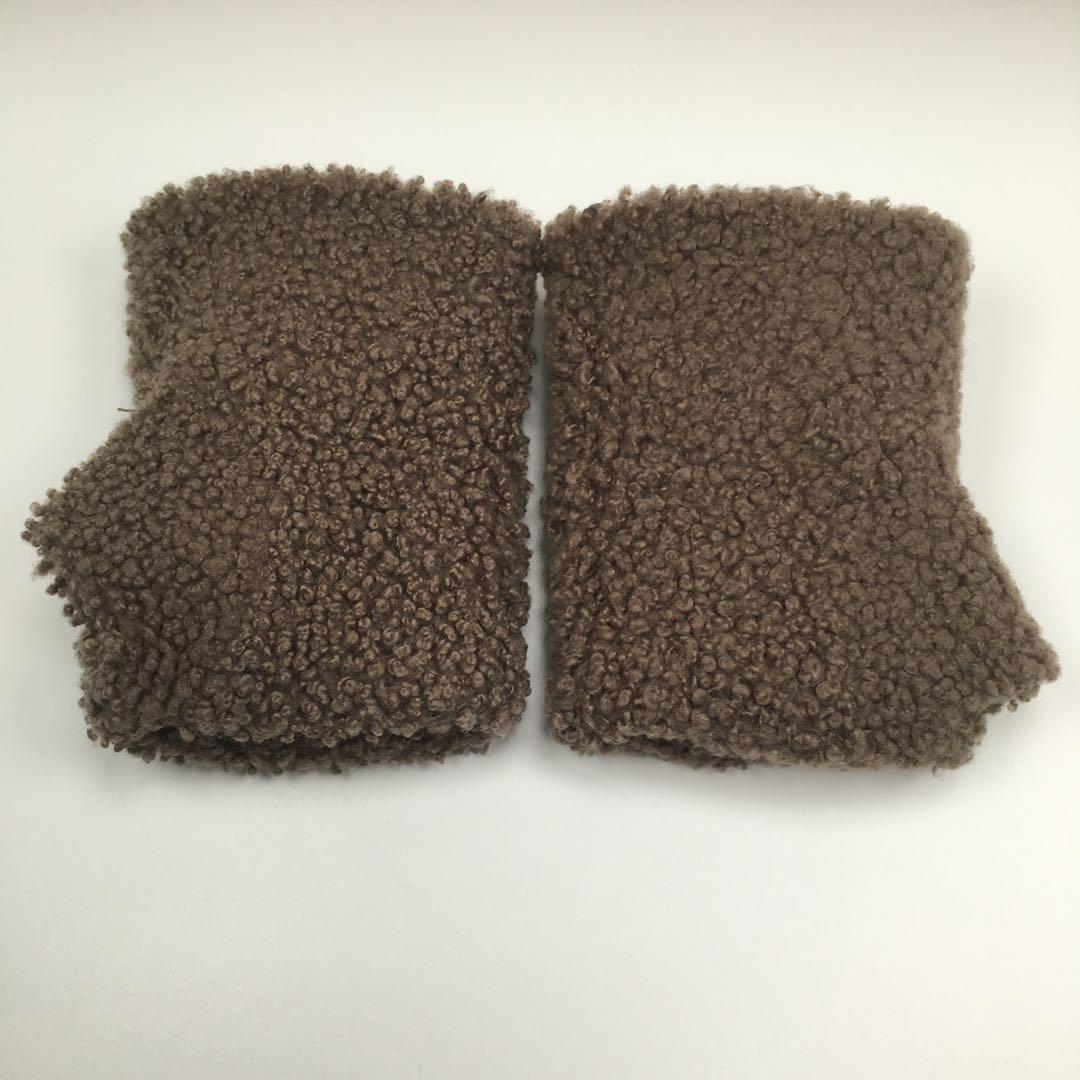 美品 エルメス ヴェスパ グレージュ ムートン ブラウン シルバー金具 手袋