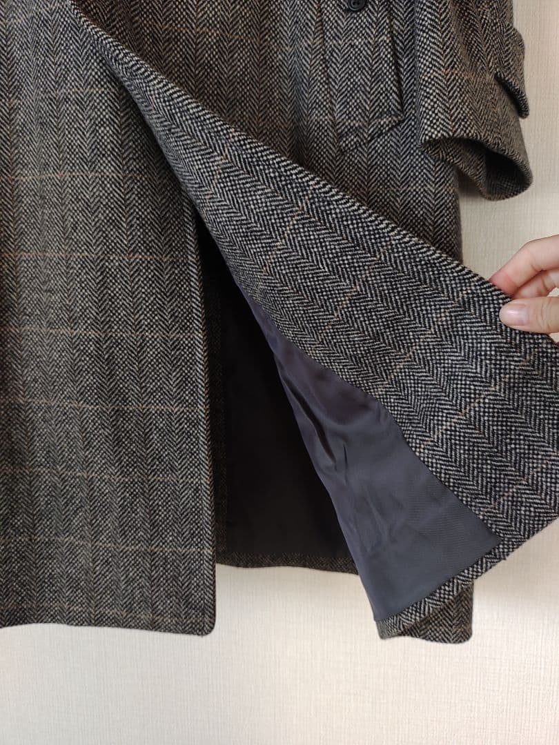 希少　BURBERRYS' バーバリー　ツイード　ウールコート　ヘリンボーン　L