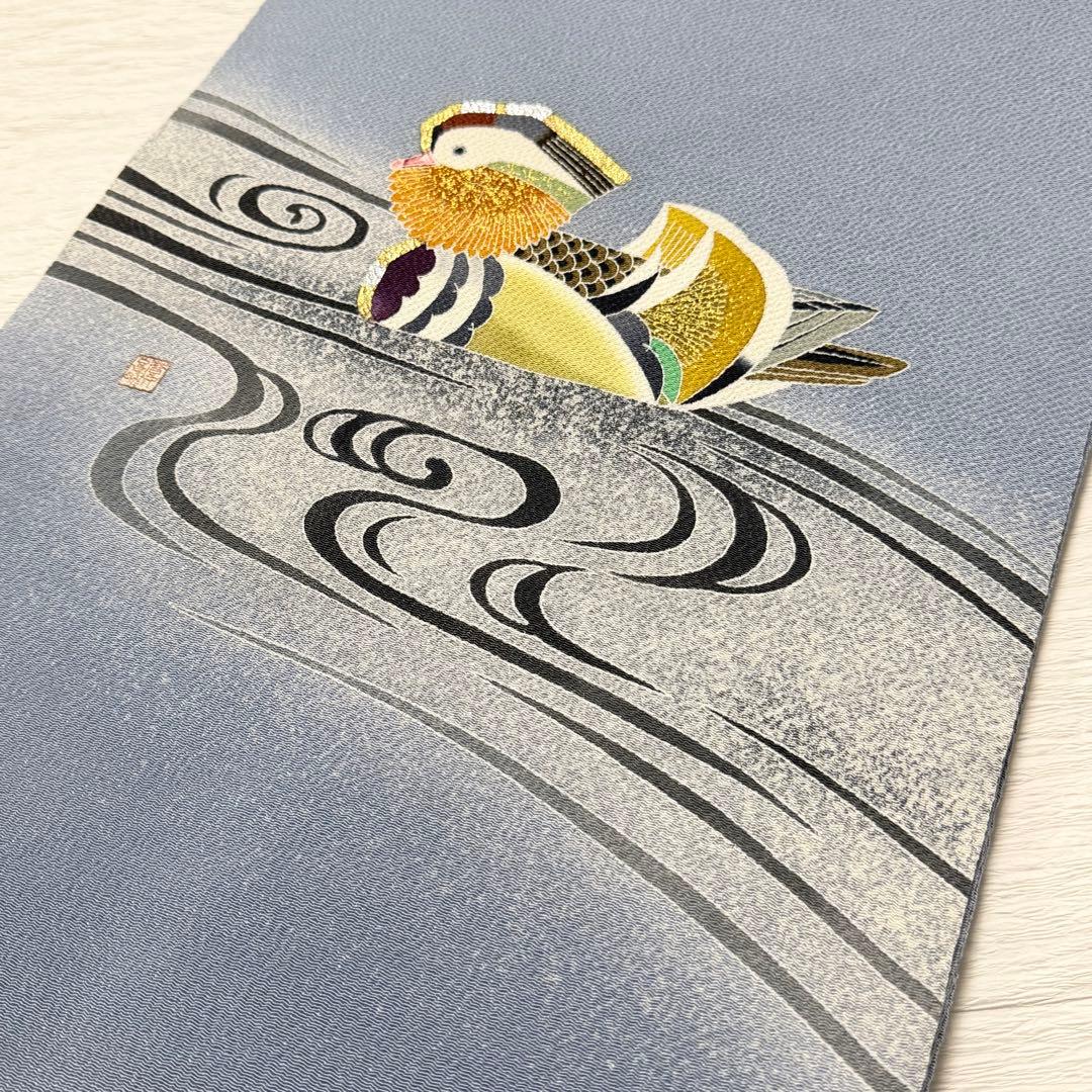 m163 羽田登喜男 縮緬 名古屋帯 正絹