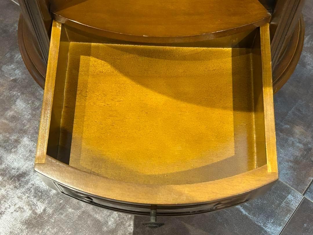 アンティーク　2段チェスト　ラウンドコンソール　クラシック　木彫　猫脚　GZ