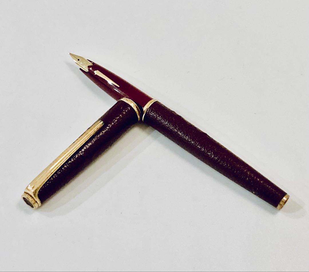 ペン先14K◆プラチナ シープ羊革 革巻き万年筆 Platinum 14金 本革