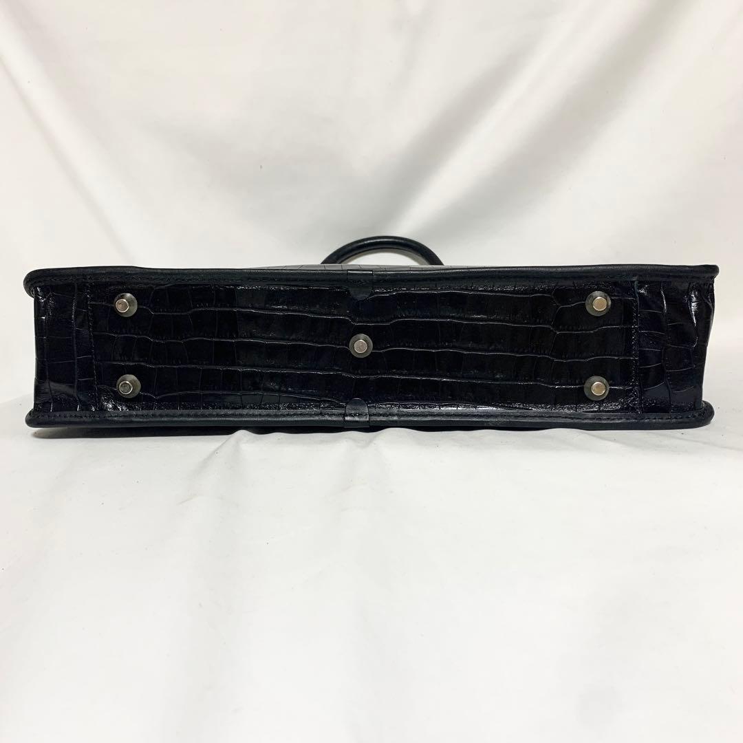 美品✨ エース社製　オールレザー　クロコダイル型押し　ビジネスバッグ　ブラック