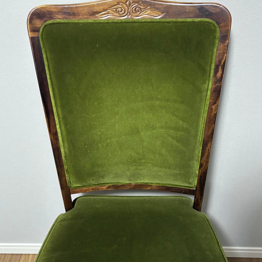 【希少】アンティーク調 チェア 猫脚 グリーン 椅子 レトロ 2脚セット