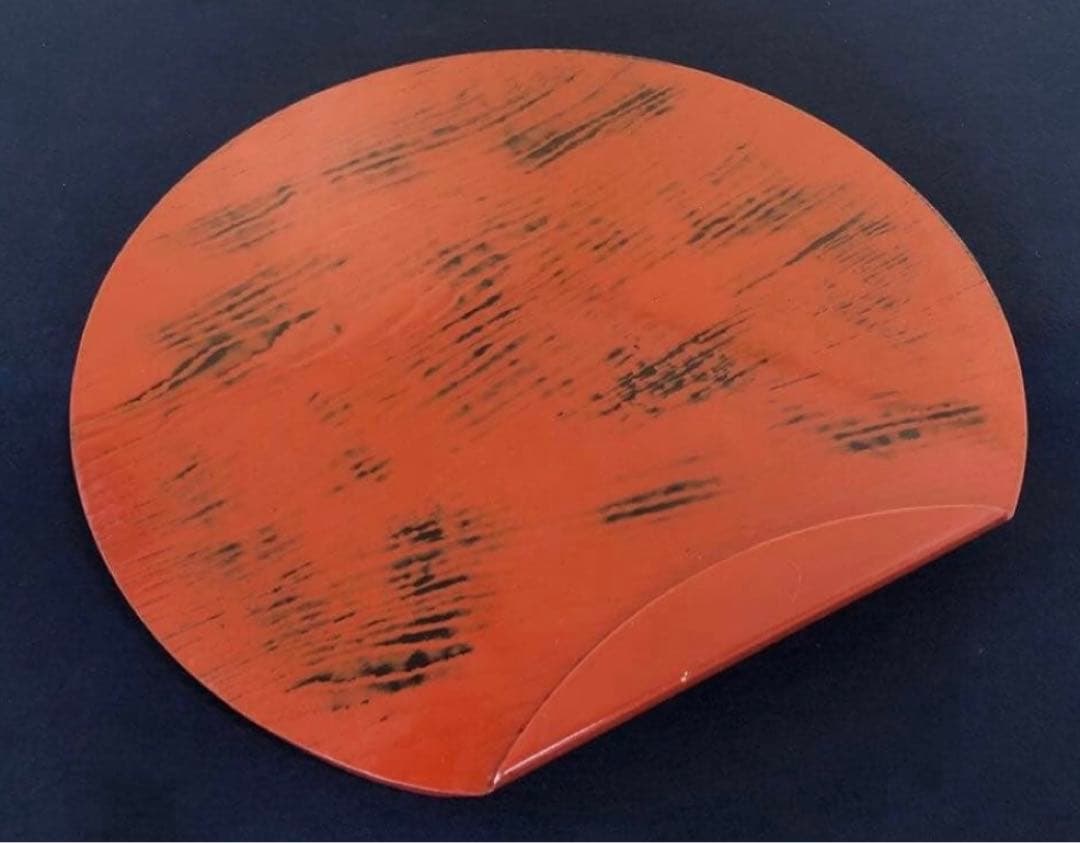 《R》根来塗 半月盆5客 膳 木製漆器 懐石 元箱　260126く1