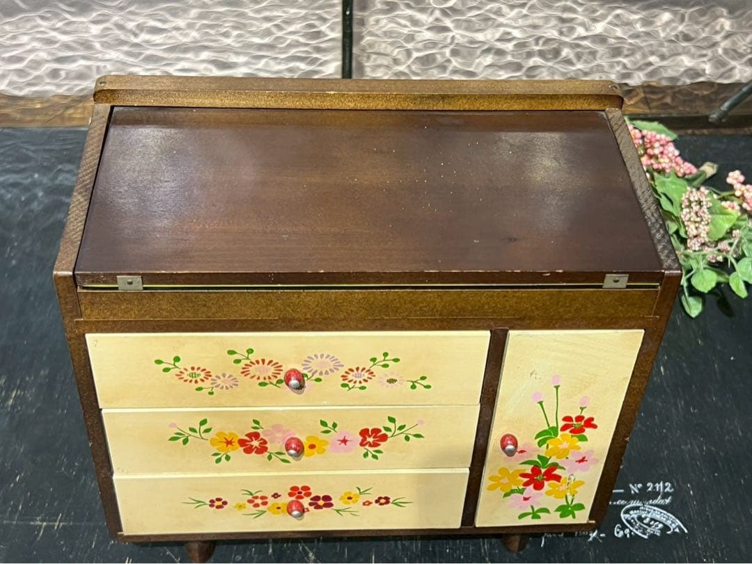 希少 花柄 小物入れ 昭和レトロ 当時物　　インテリア レトロポップ