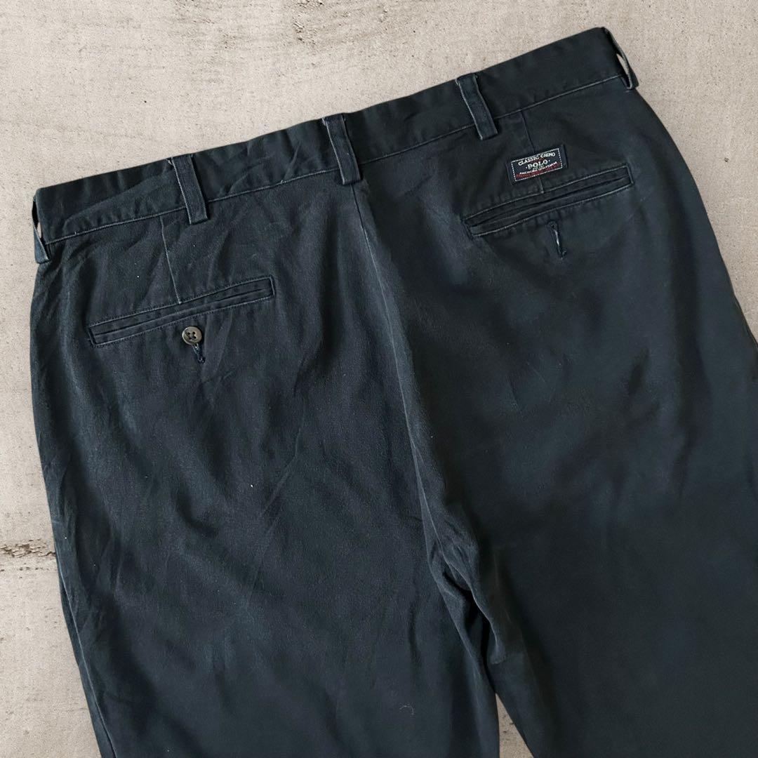 PoloRalphLaurenANDREWフェードブラックポロチノ墨黒W36古着