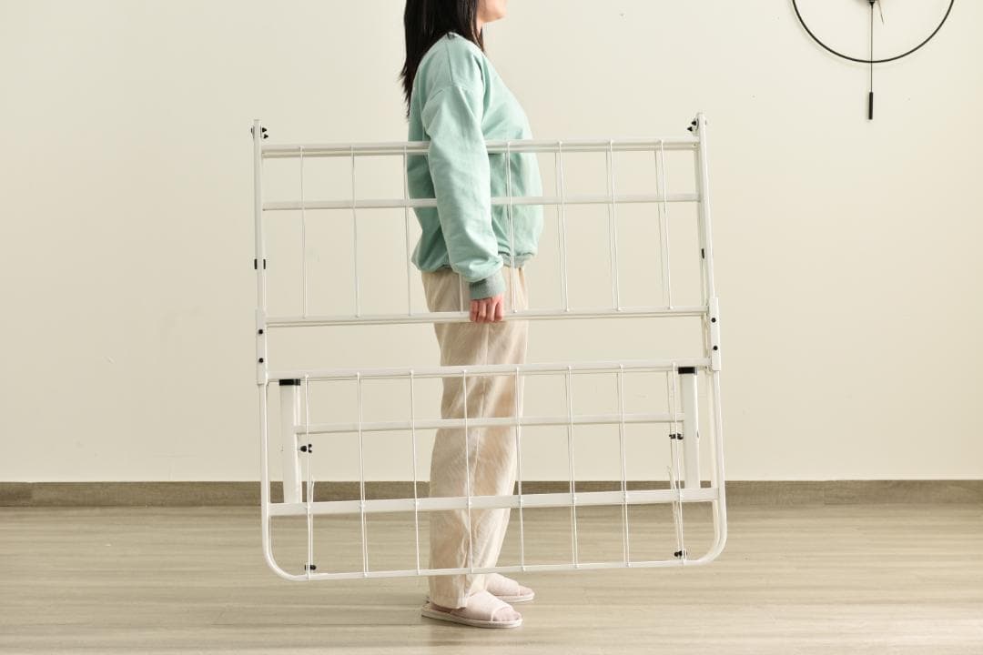 【マットレス付き】パイプベッド 折りたたみベッド シングル 組立簡単 ベッド収納