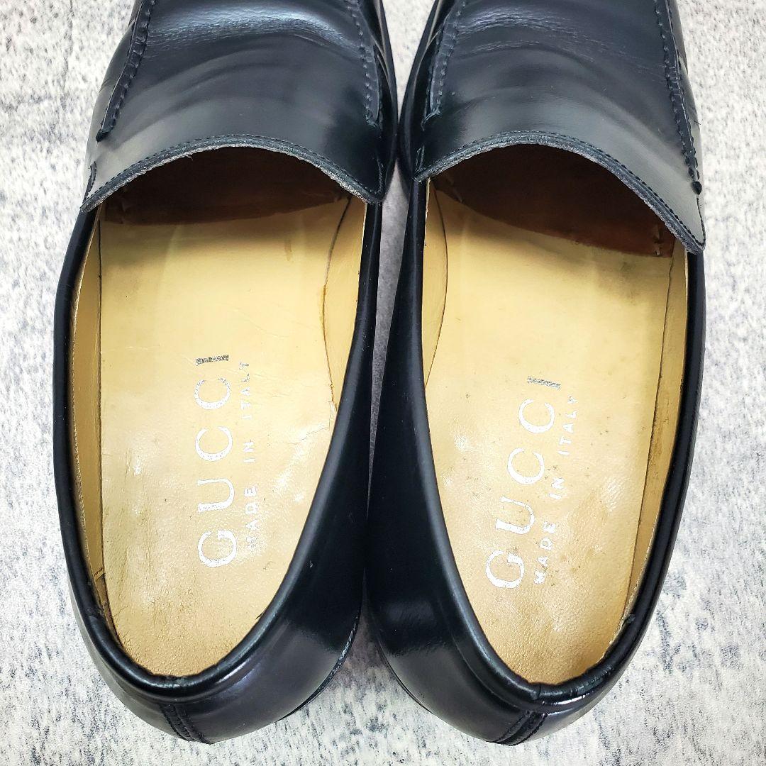 ✨グッチ✨スクエアトゥ ローファー レザー 黒 40E 25cm イタリア製