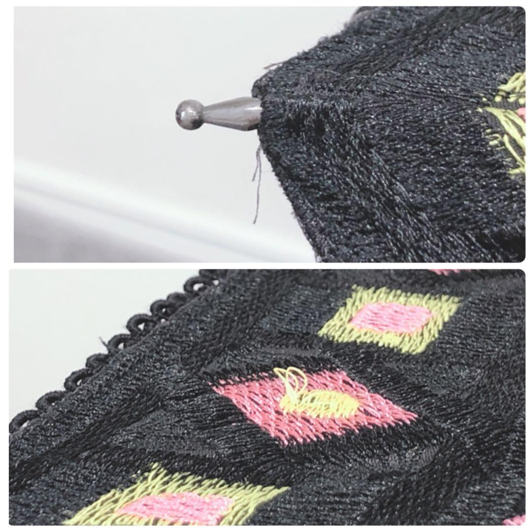 ☆美品☆ ANNASUI アナスイ 日傘 ブラック 刺繍 パゴダ 二段階伸縮