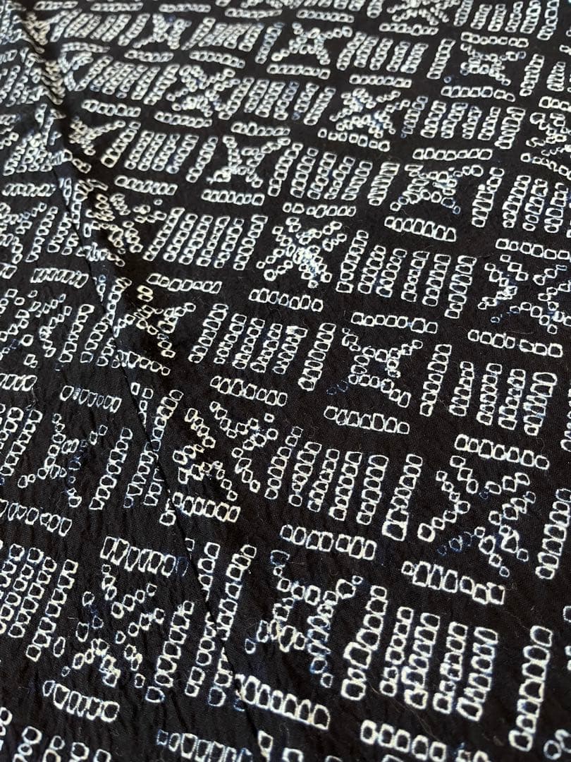 浴衣　有松絞り　一目鹿の子絞り　連続柄　紺