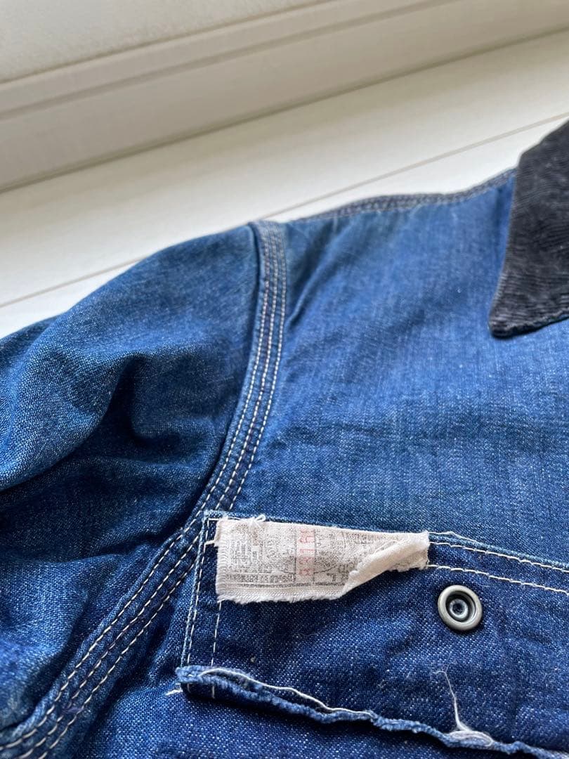 60s ビンテージ パワーハウス インディゴデニム カバーオール ヒゲ 蜂の巣