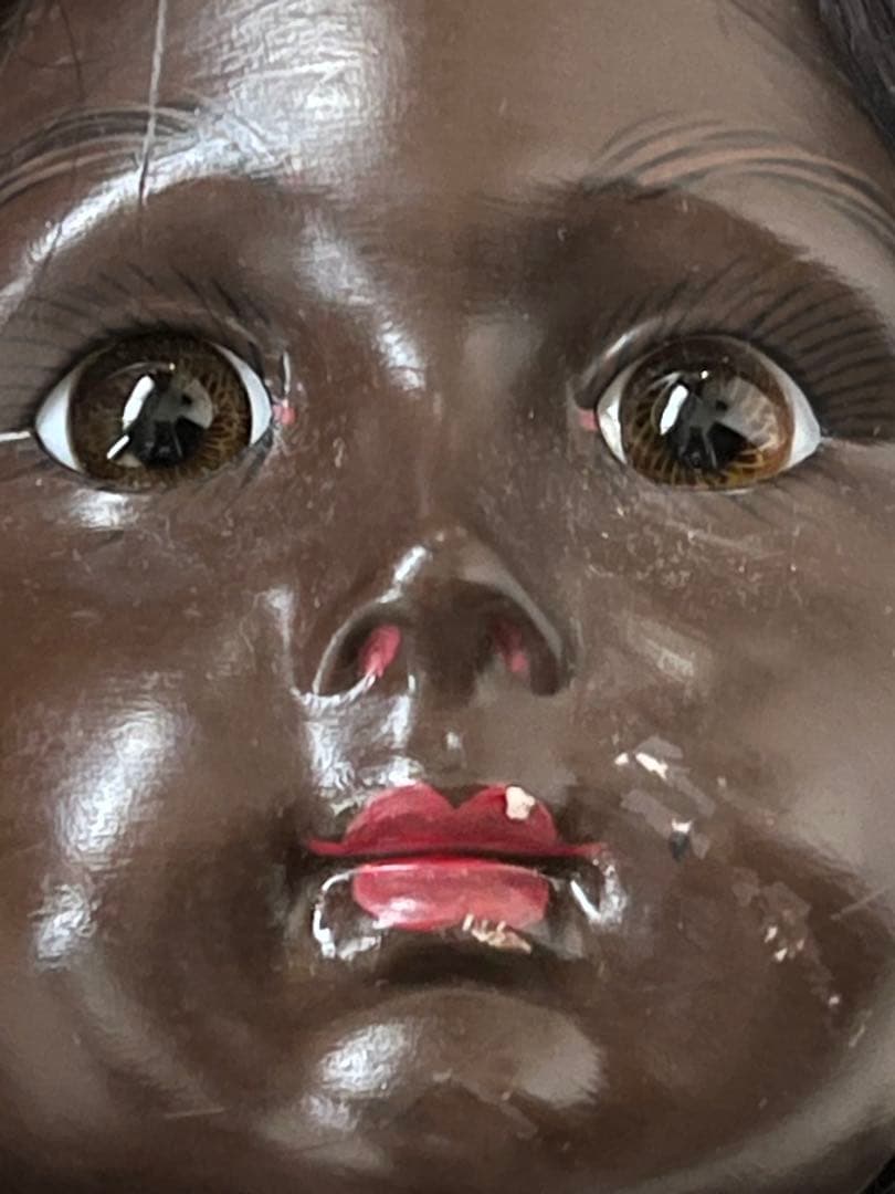 アンティーク/ヴィンテージ黒肌コンポジションドールレトロ人形ビスクドール