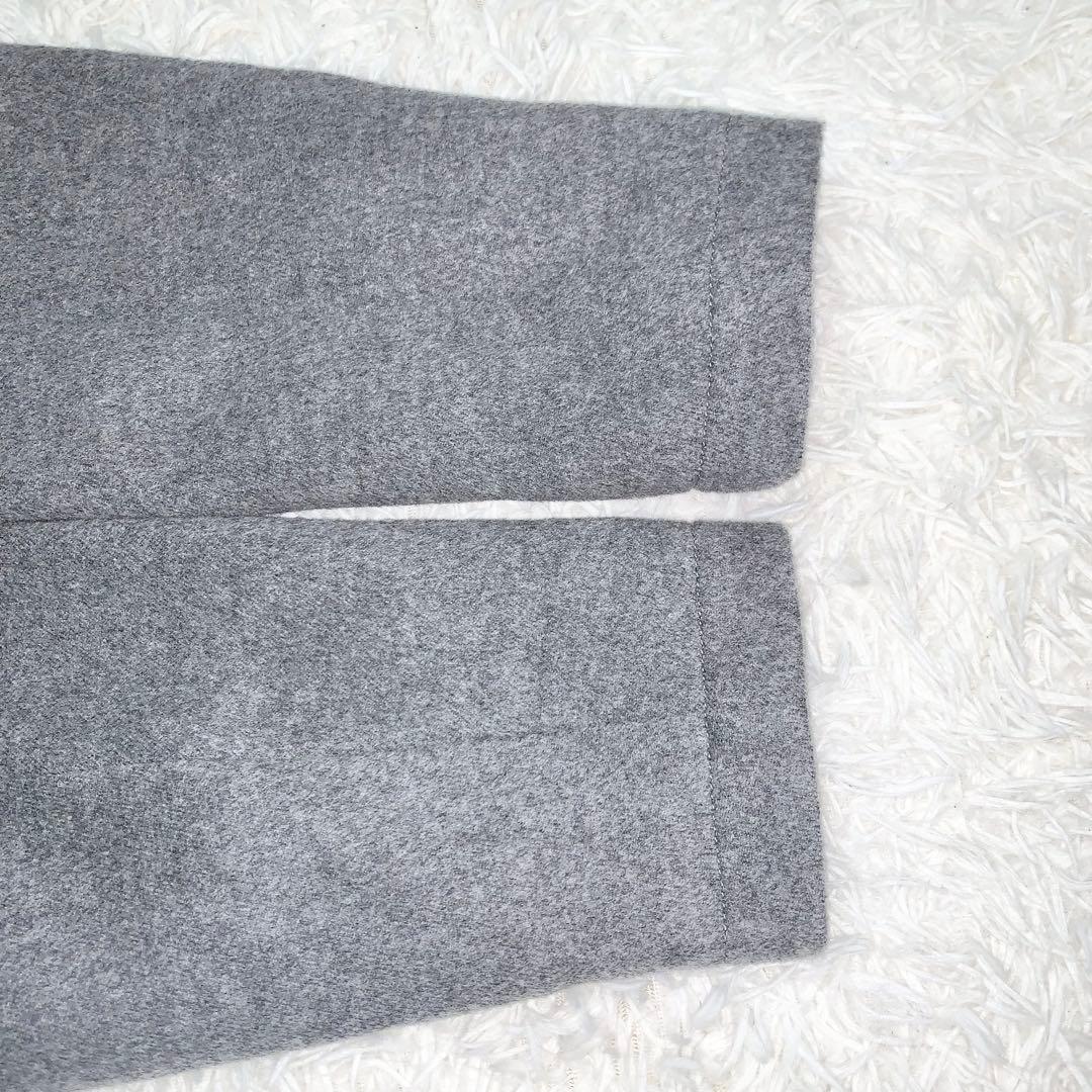 未使用級 パパスプラス メルトンコート ウール フード付 ふわふわ 縮絨 グレー