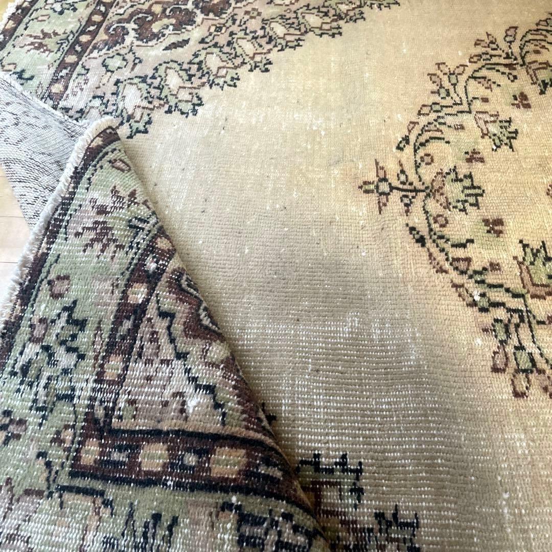 超大判144×269メダリオン　ベージュブラウン　トルコヴィンテージラグ