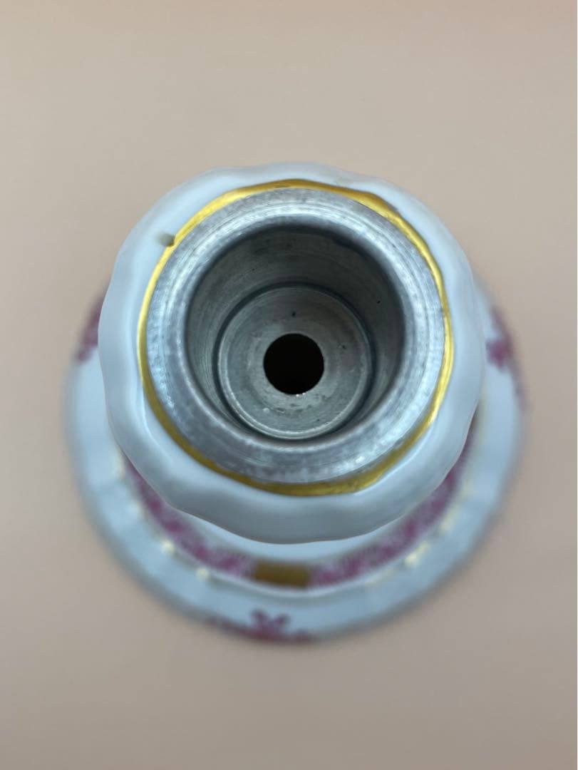 ヘレンドアポニーピンクのキャンドルホルダー