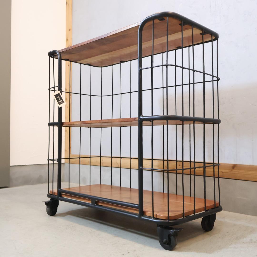 SPICE OF LIFE 3段ワイドワゴンラック オープンシェルフ 工業系