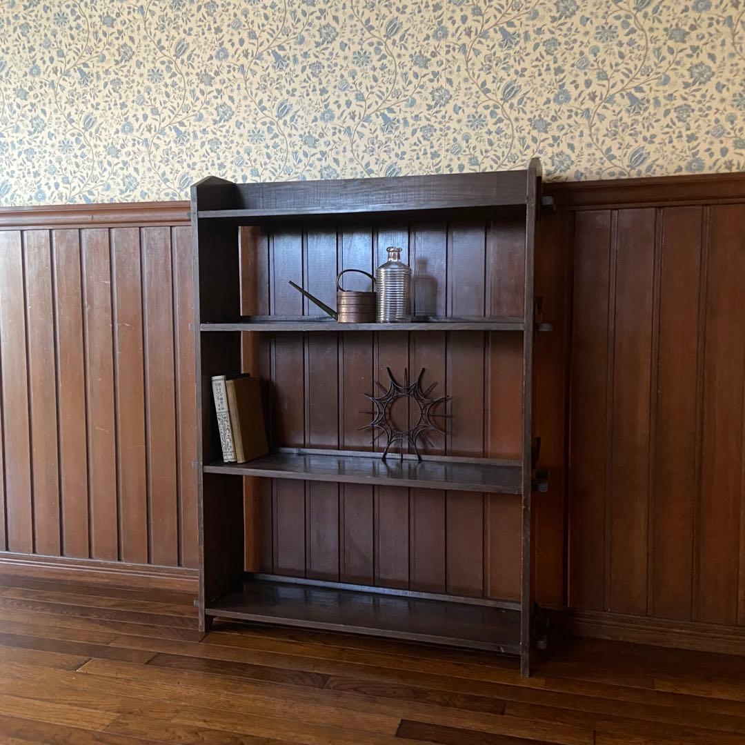 アンティーク　古い本棚　レトロ　楔棚　オープンラック　くさび棚