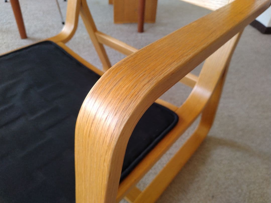【良品】MUJI無印 ダイニングソファチェアオーク材/リビングでもつかえる茶①