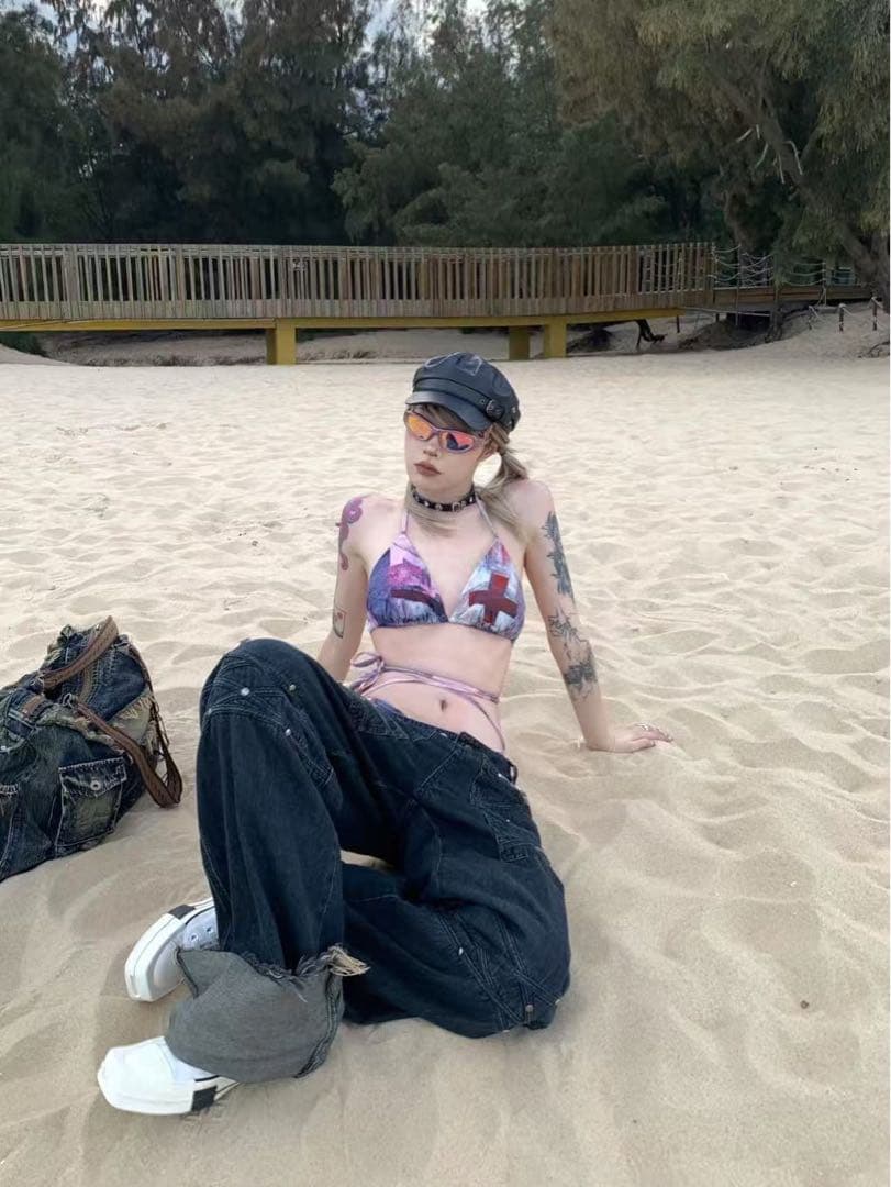 NO ROMANCE 禁断ロマンスシリーズY2Kギャルストラップビキニ水着セット