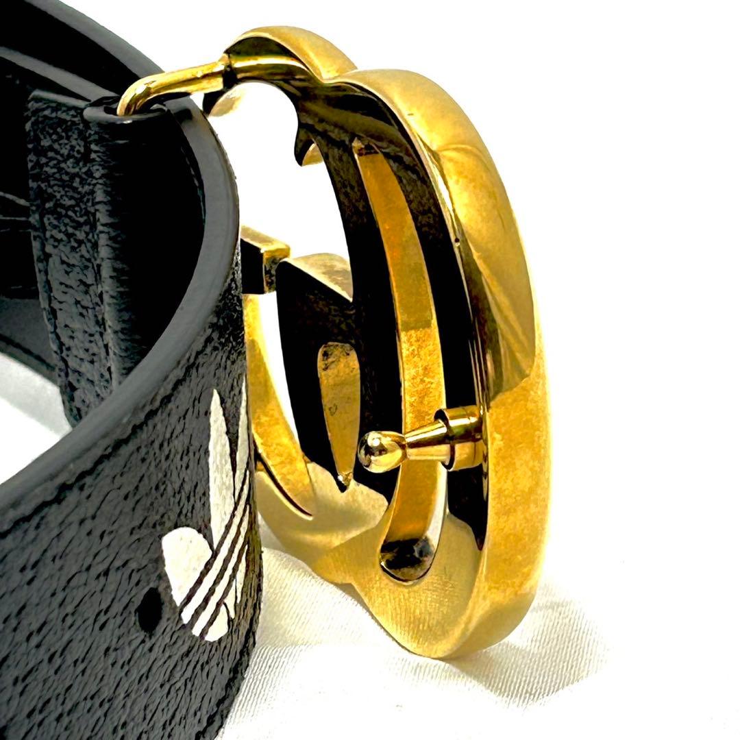 グッチ アディダス コラボ 限定 GGマーモント レザーベルト ブラック 黒色