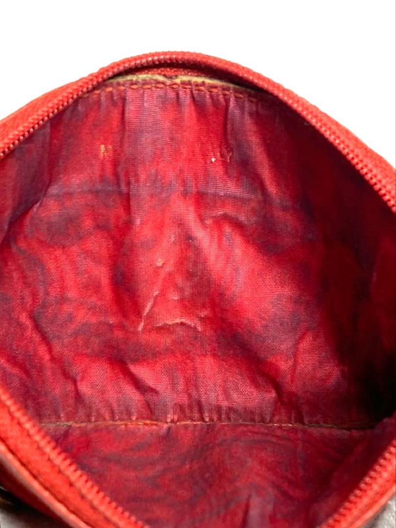 シャネル　キャビアスキン　ココマーク　ポーチ　ケース　カードケース　レッド