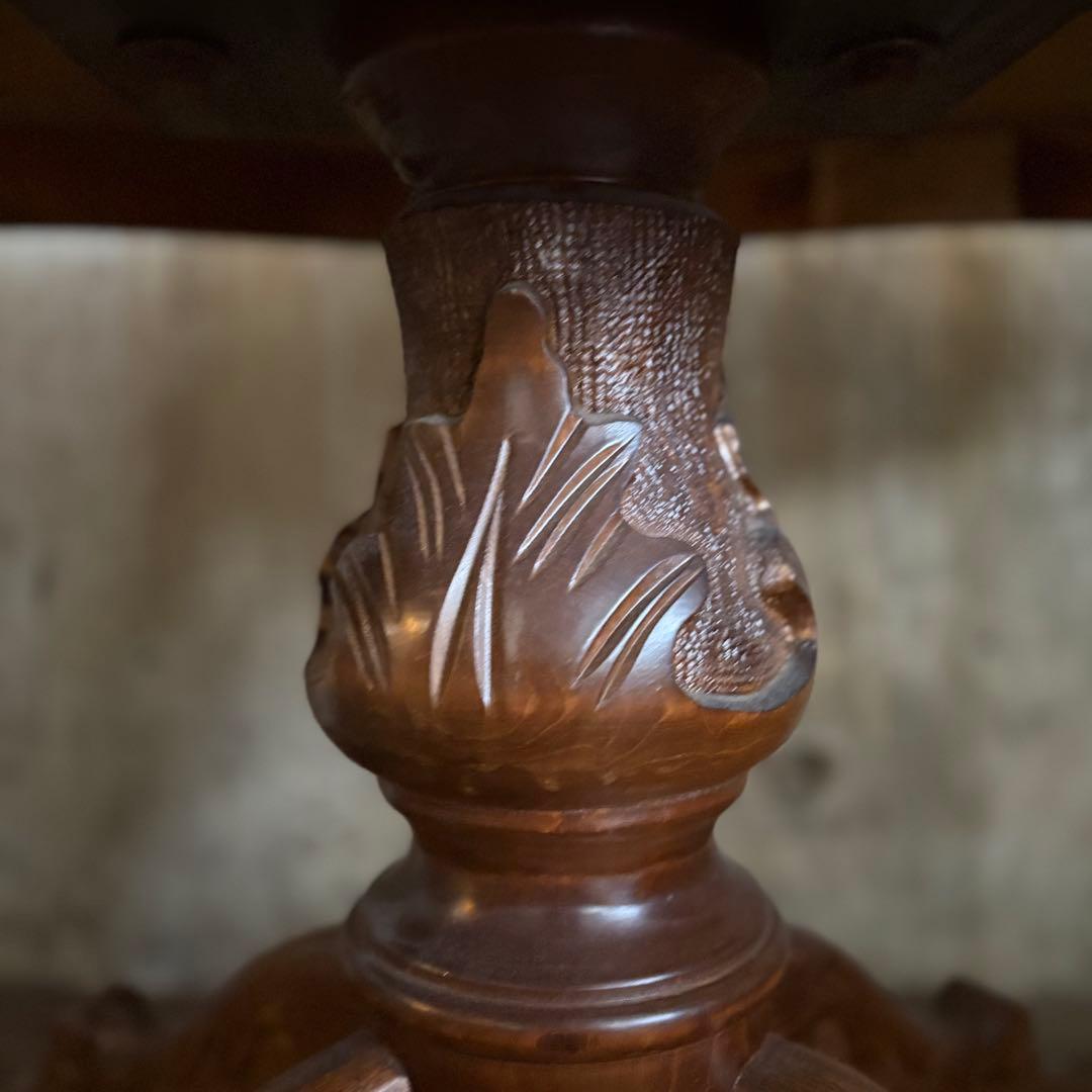 イタリア　象嵌センターテーブル　ヴィンテージ　彫刻装飾