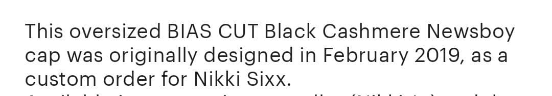 Nikki Sixx Oversized Newsboy Cap カシミヤ製