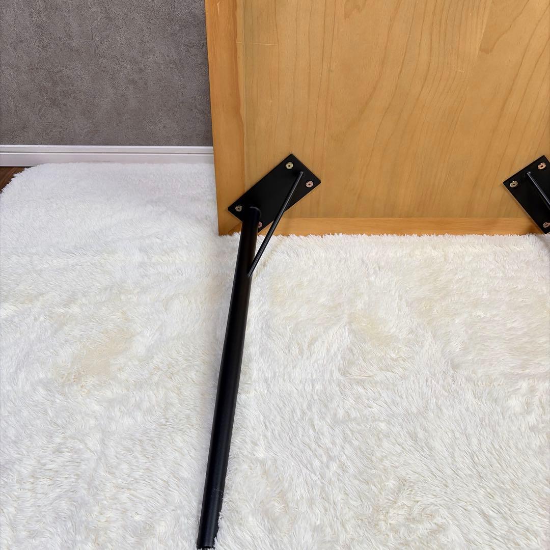 ヘリンボーン ダイニングテーブル 幅80cm 2人用 アイアン脚 木製 カフェ風