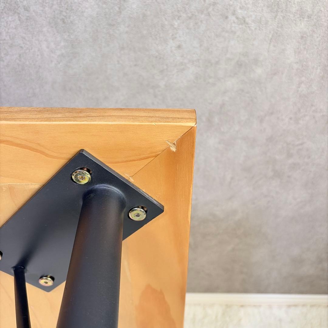 ヘリンボーン ダイニングテーブル 幅80cm 2人用 アイアン脚 木製 カフェ風