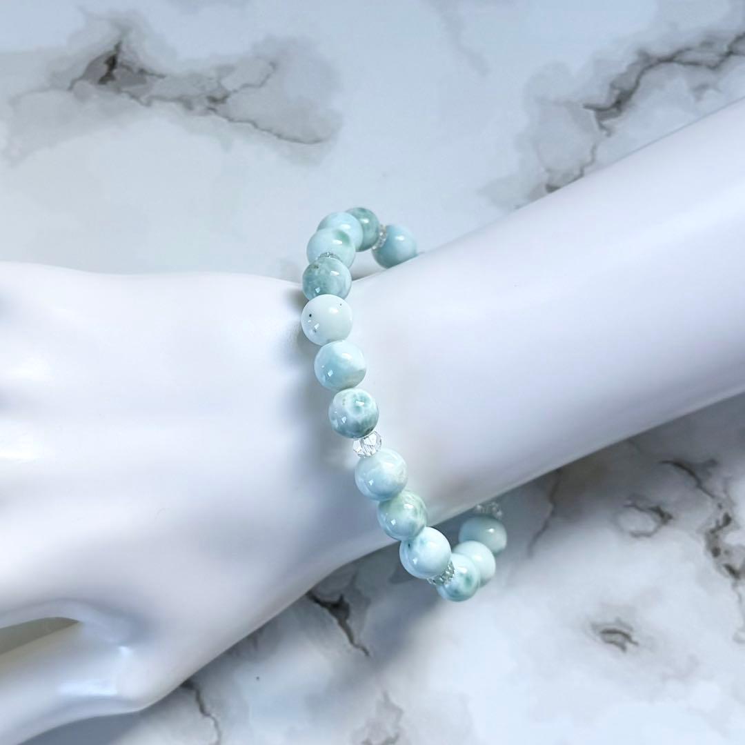 ラリマー 8mm玉ブレスレット　内径約16cm