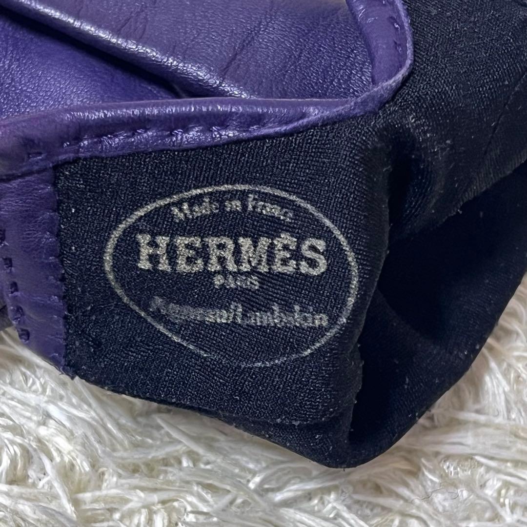 ☆美品☆エルメス　レザーグローブ　ケリー　羊革　パープル　6 1/2