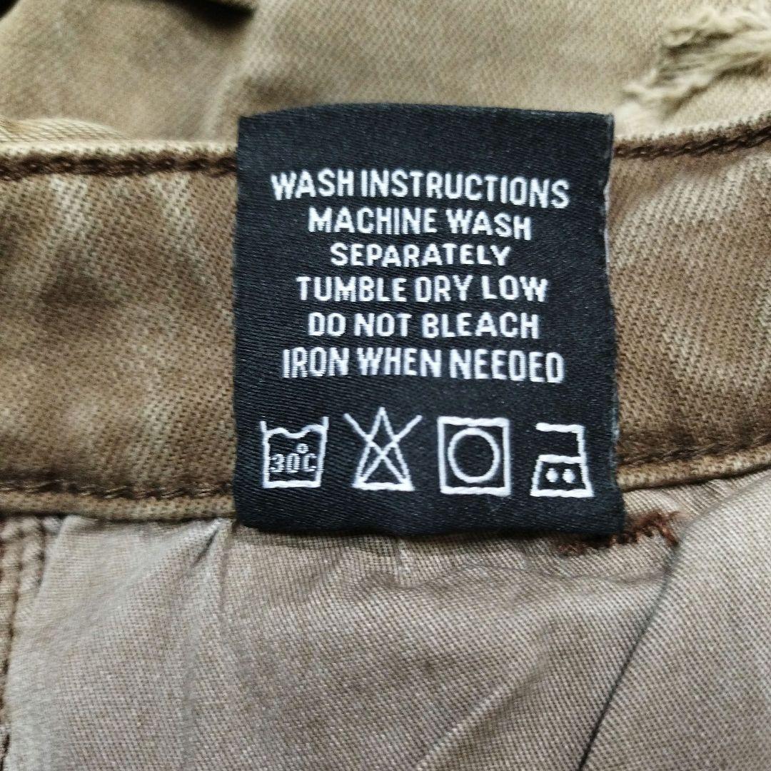 ESNTL LAB　ハードダメージフレアデニムパンツ　ビンテージ加工　茶系　30