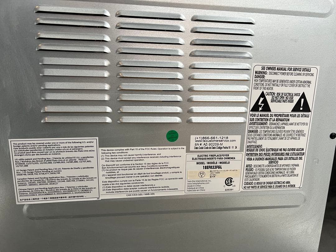 電気式暖炉 ロイドグランデ パイオニア 1000W 18インチ グレーストーン